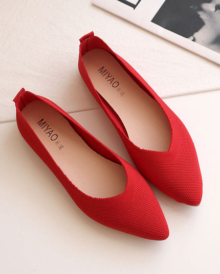 New Pointed Flat Knit Breathable Shallow Soft Sole Lazy Shoes