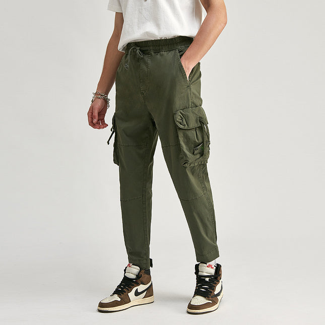 Workwear men's multi-pocket pants elastic waist