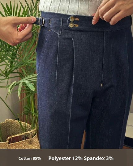 Fashion High Waist Retro Denim Color Casual Pants