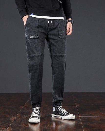 Stretch elastic waist loose-fitting overalls