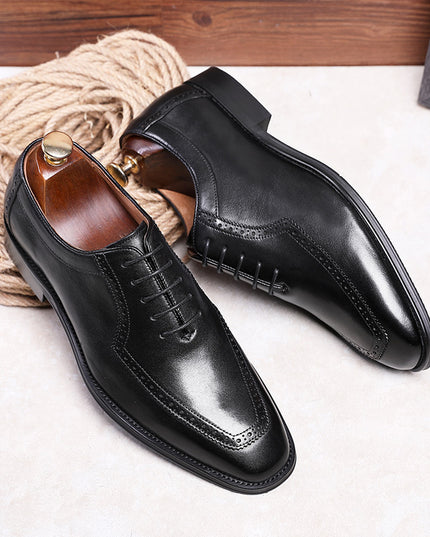 Retro Soft Sole Leather Square Toe Breathable Oxford Business Shoes