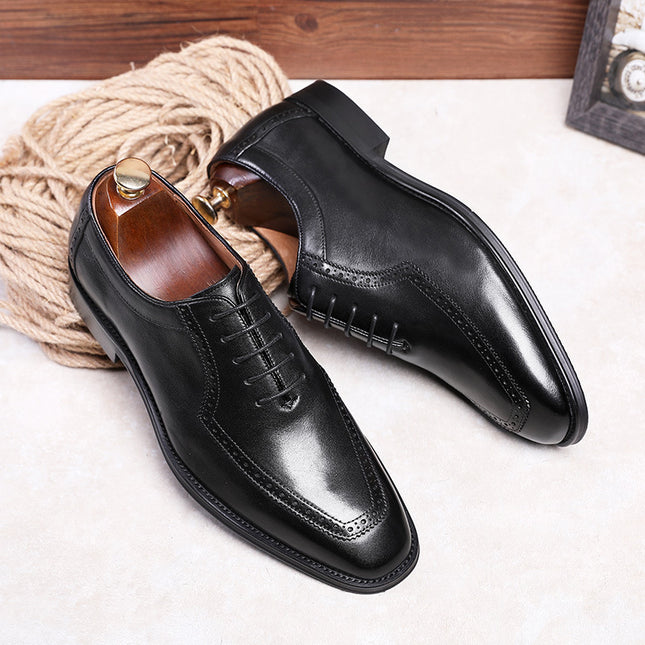 Retro Soft Sole Leather Square Toe Breathable Oxford Business Shoes