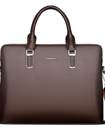 Men's Handbag Double Pull Large Capacity Business Computer Bag Authentic Leather Tactile Feel