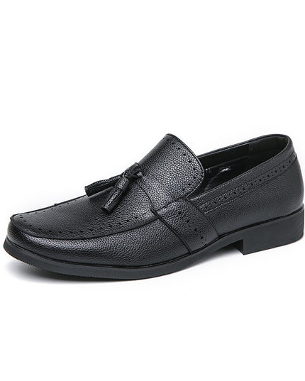 Men's Loafer Tassel Slip-on Business Casual Round Toe Leather Shoes