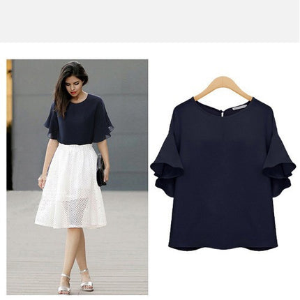 Women's temperament short-sleeved loose shirt
