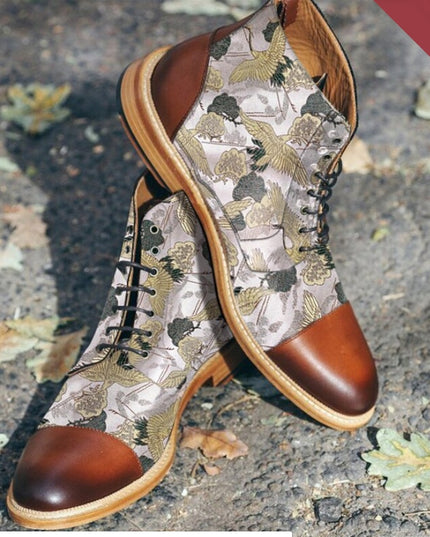 Spring Low Heel Front Lace Up Low Tube Martin Boots Men's Shoes