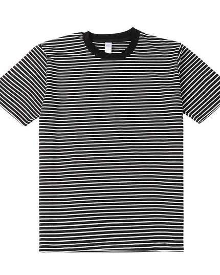 Striped Short Sleeve Simple Men's Versatile T-shirt Loose Top Half Sleeve Slim Striped Navy Skirt