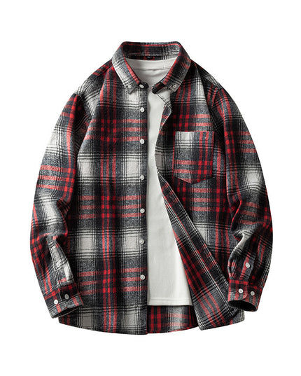 Cross-border Foreign Trade Men's Autumn And Winter New Plaid Plus Size Long-sleeved Shirt Casual Coat Thickened Flannel Shirt Men