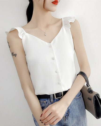 Chic retro clavicle top with chic style in summer