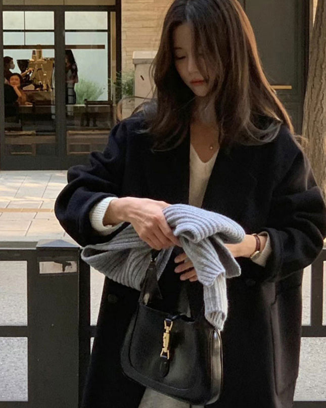 Solid Color Suit Reversible Cashmere Coat Coat