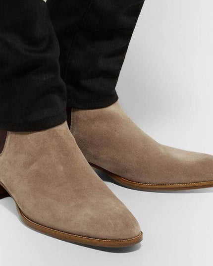 Men's Leather Nubuck Pointed Toe Low-top Martin Boots