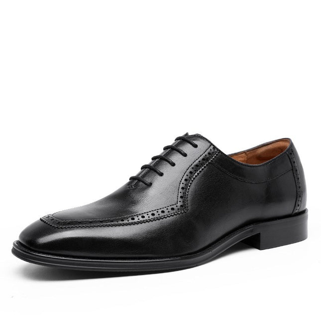 Retro Soft Sole Leather Square Toe Breathable Oxford Business Shoes
