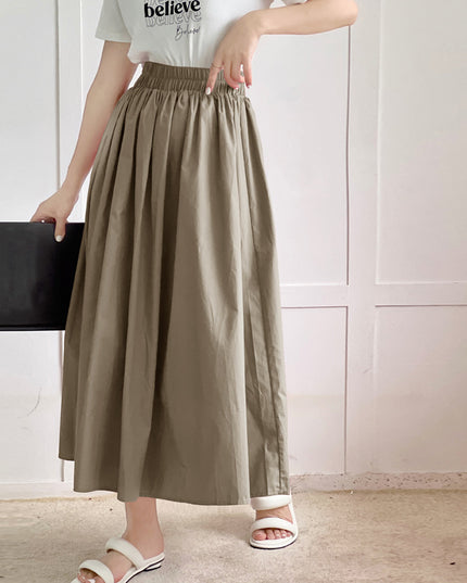 Skirt Pure Cotton Flared Pleated Swing