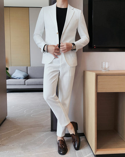 Men's Fashion Waffle Casual Suit