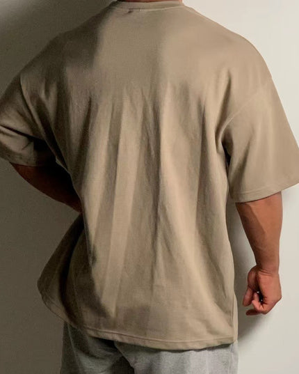Large Size Loose Short Sleeve Muscle Drop Shoulder Cotton Heavy T-shirt