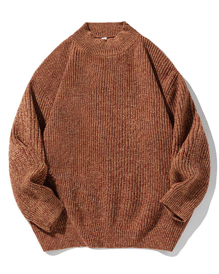 Retro Thick Needle Mock Neck Sweater Autumn And Winter Texture Texture Hemp Dot Jacquard Thickened