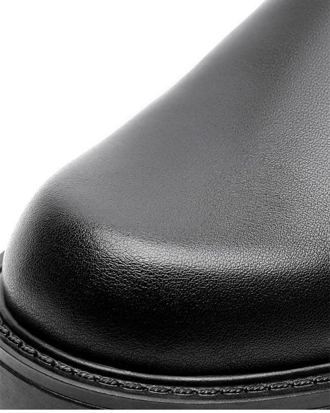 Thick Bottom 6 Holes British Style Warm High-top Leather Boots