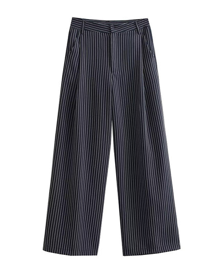 Striped Waist Slim Fit Casual Wide-leg Trousers