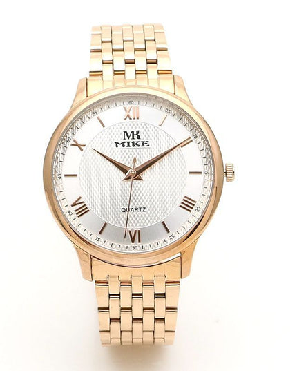Waterproof Men's Gold Watch Fashion Gun Color Steel Band Quartz Watch