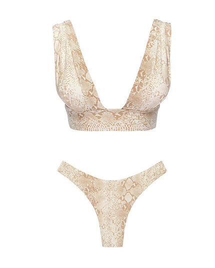 Snake print split bikini