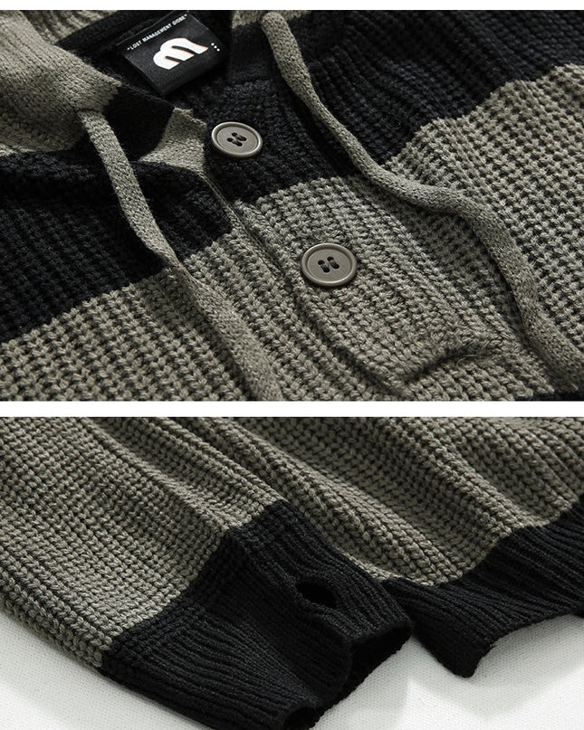 Korean Style Striped Idle Style Retro Hooded Sweater