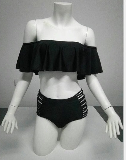 New High Waist One Shoulder Split Bikini Swimsuit Ladies Braided Swimsuit