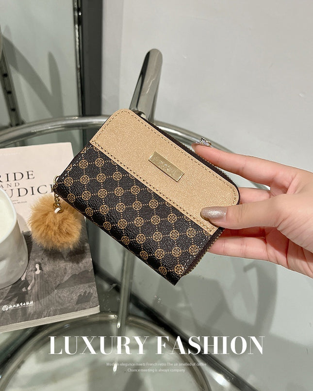 Women's Short Printing Color Contrast Korean Style Bag Wallet