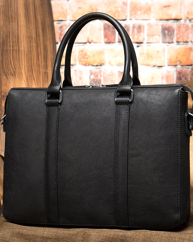 Vintage Men's Leather Briefcase Fashionable Business 14 Inch Computer Handbag