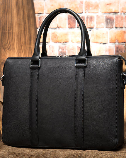 Vintage Men's Leather Briefcase Fashionable Business 14 Inch Computer Handbag