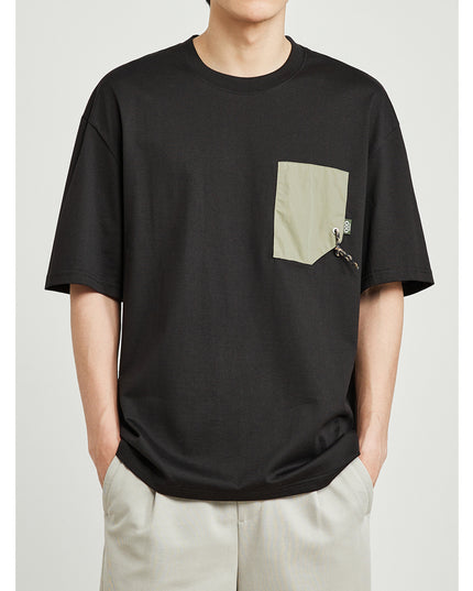 Contrast Color Patch Pocket Short Sleeve Heavy Cotton