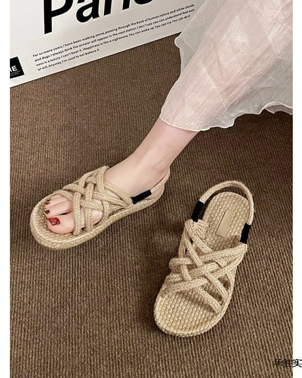 Braided Hemp Rope Sandals Female Student All-matching