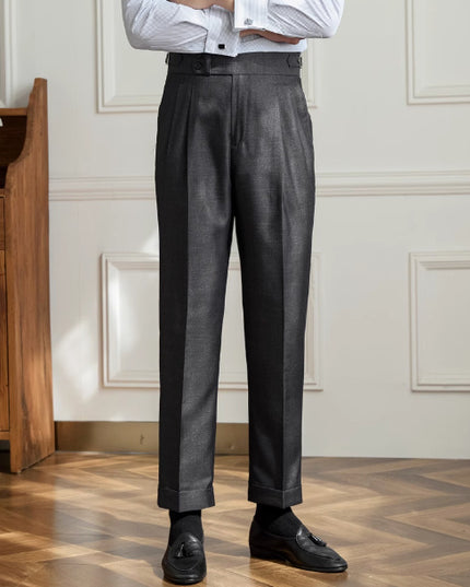 Retro Italian Wool Blended Lightweight Casual Suit Pants