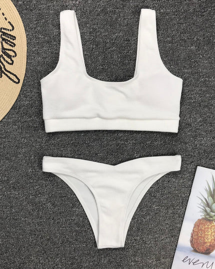 Explosive ladies split swimsuit solid color sexy bikini