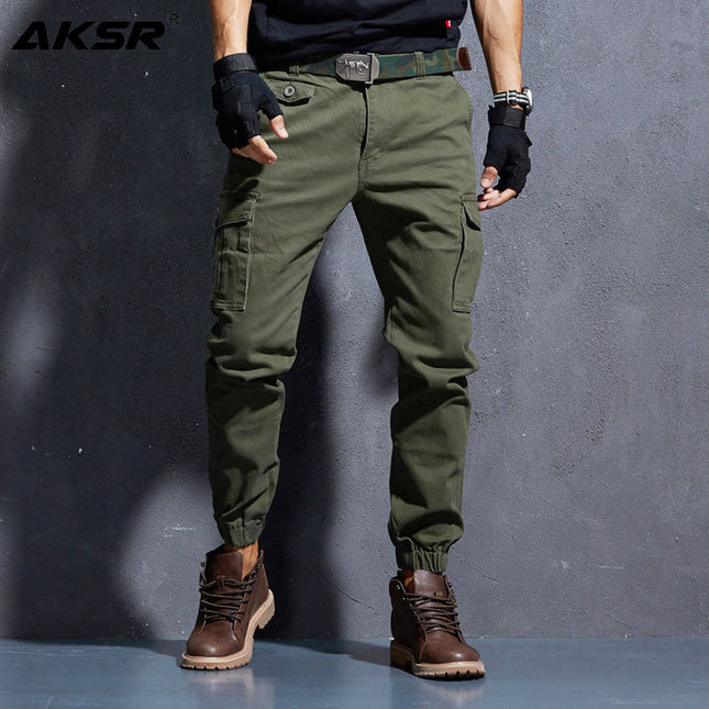 Men's slim solid color trousers