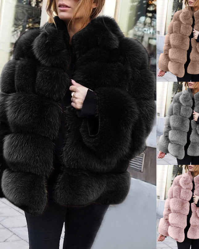 Faux fur stitching women's jacket