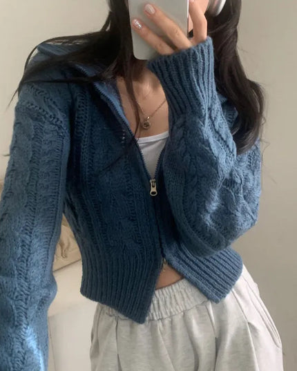 Early Sweater Coat Slim Fit Slimming V-neck Long Sleeve Top