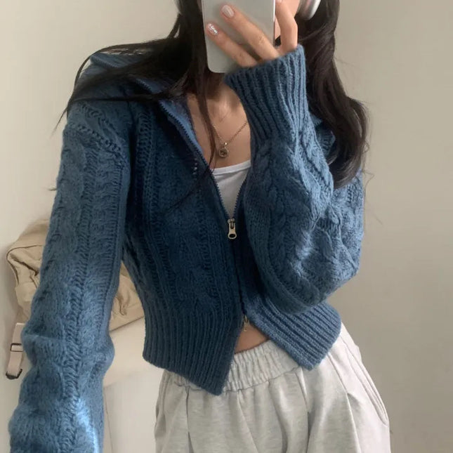 Early Sweater Coat Slim Fit Slimming V-neck Long Sleeve Top