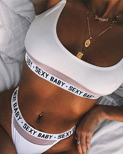 Sexy openwork letters split bikini
