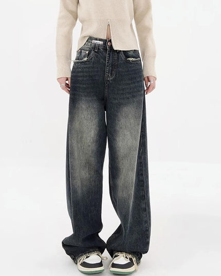 Plus Size High Waist Loose And Slimming Straight Wide Leg Jeans For Women