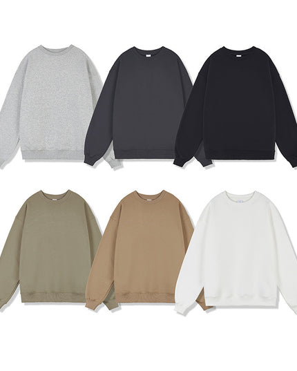 Fleece-lined Crew Neck Sweater Men's Loose Heavy Thickening