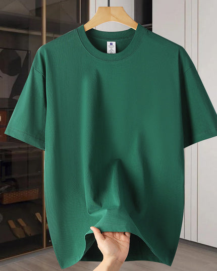 Drop Shoulder Loose Round Neck Pure Color All-matching