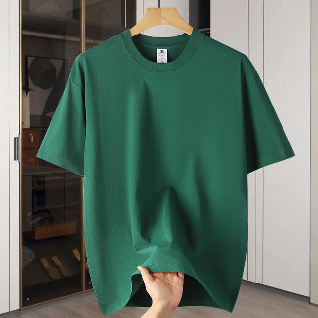 Drop Shoulder Loose Round Neck Pure Color All-matching