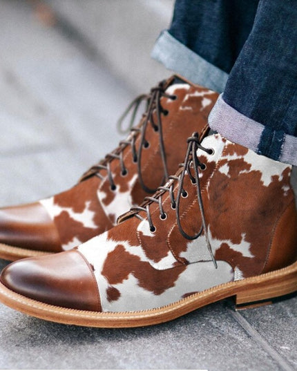 Spring Low Heel Front Lace Up Low Tube Martin Boots Men's Shoes