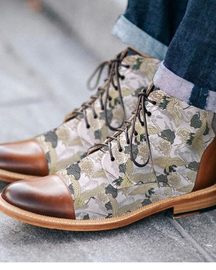Spring Low Heel Front Lace Up Low Tube Martin Boots Men's Shoes