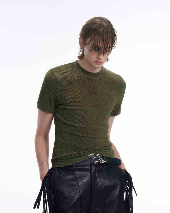 Round Neck Tight Bottoming Shirt Men's Thin Stretch Short Sleeve T-shirt
