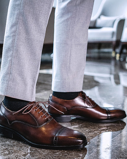 Handmade Men's Top Layer Cowhide Breathable Oxford Shoes