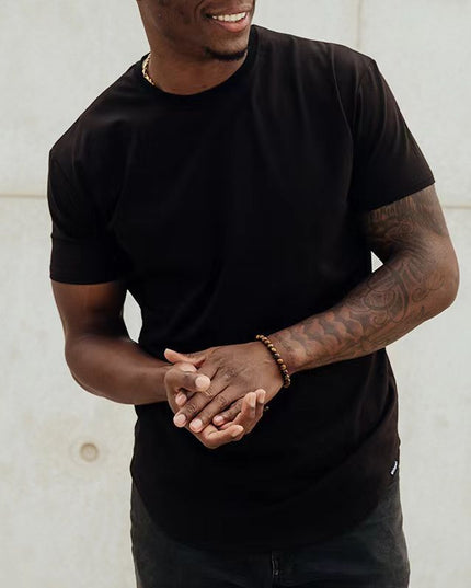 Slim Fit Muscle Round Hem Short Sleeve Popular Sports T-shirt