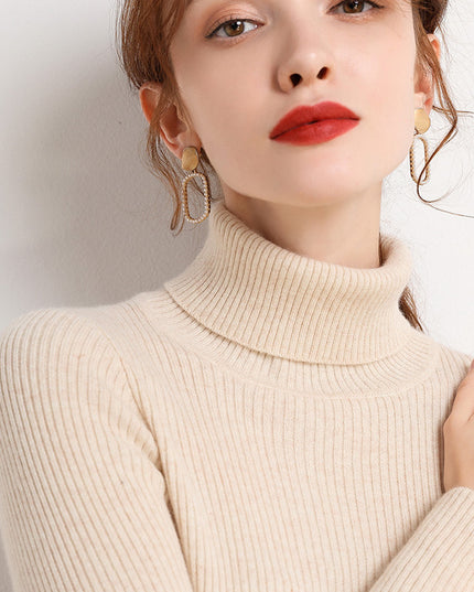 Simple Temperament High Collar Sweater Women's FallWinter Slim Short Pullover