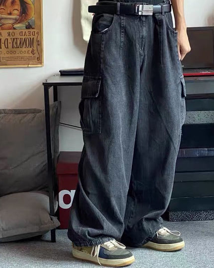 Men's High Street Vintage Washed Loose Wide Leg Jeans