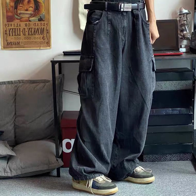 Men's High Street Vintage Washed Loose Wide Leg Jeans